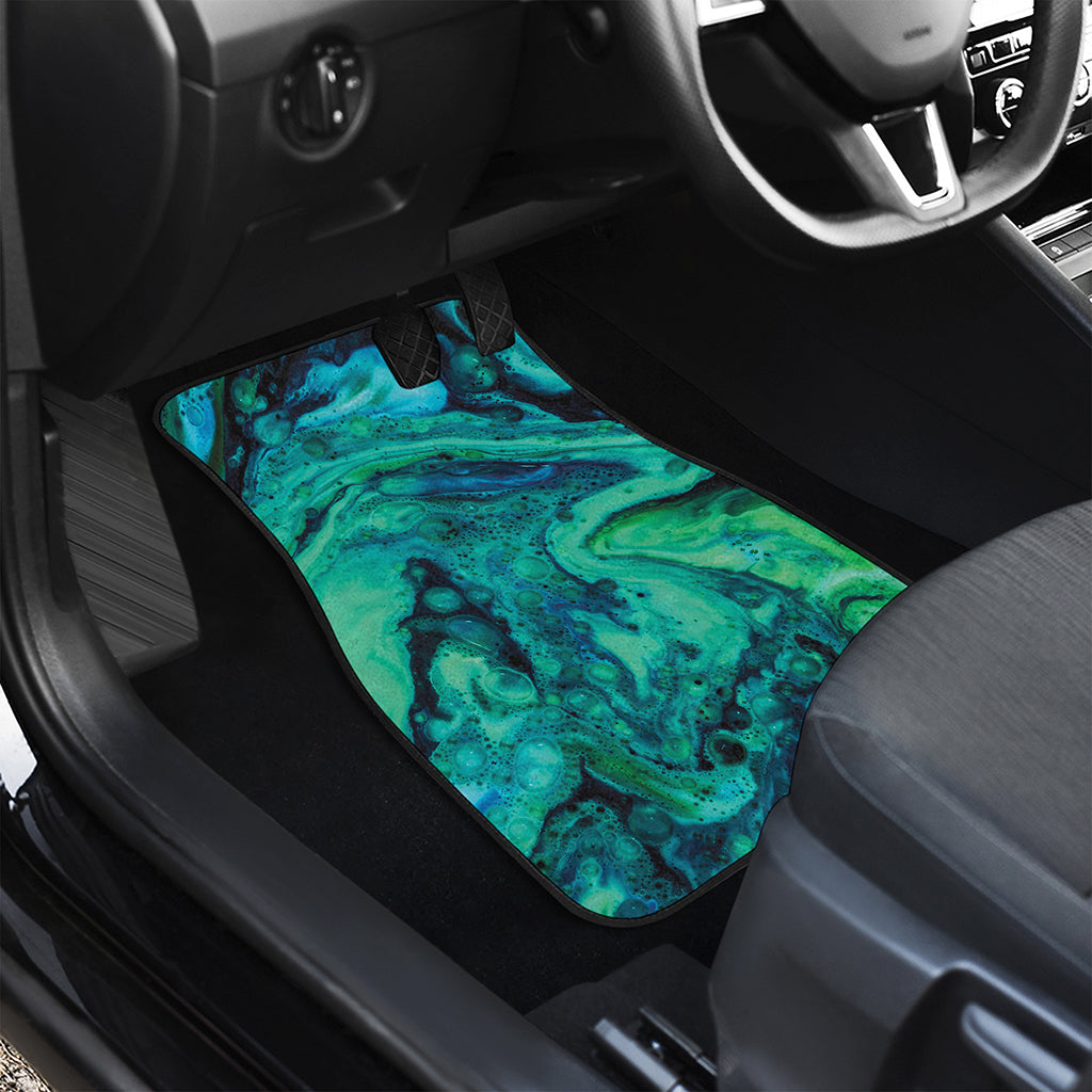 Turquoise Acid Melt Print Front and Back Car Floor Mats