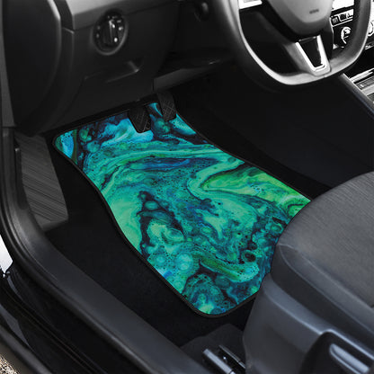 Turquoise Acid Melt Print Front and Back Car Floor Mats