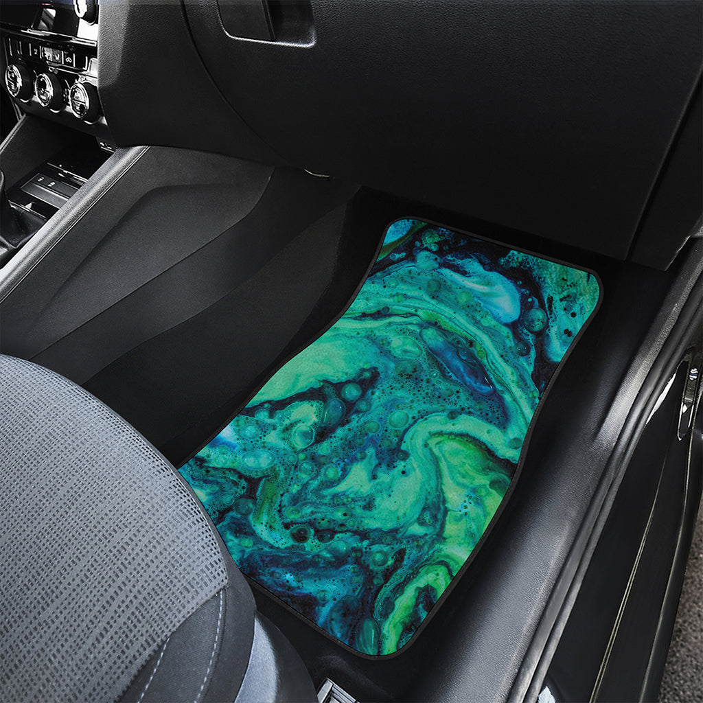 Turquoise Acid Melt Print Front and Back Car Floor Mats