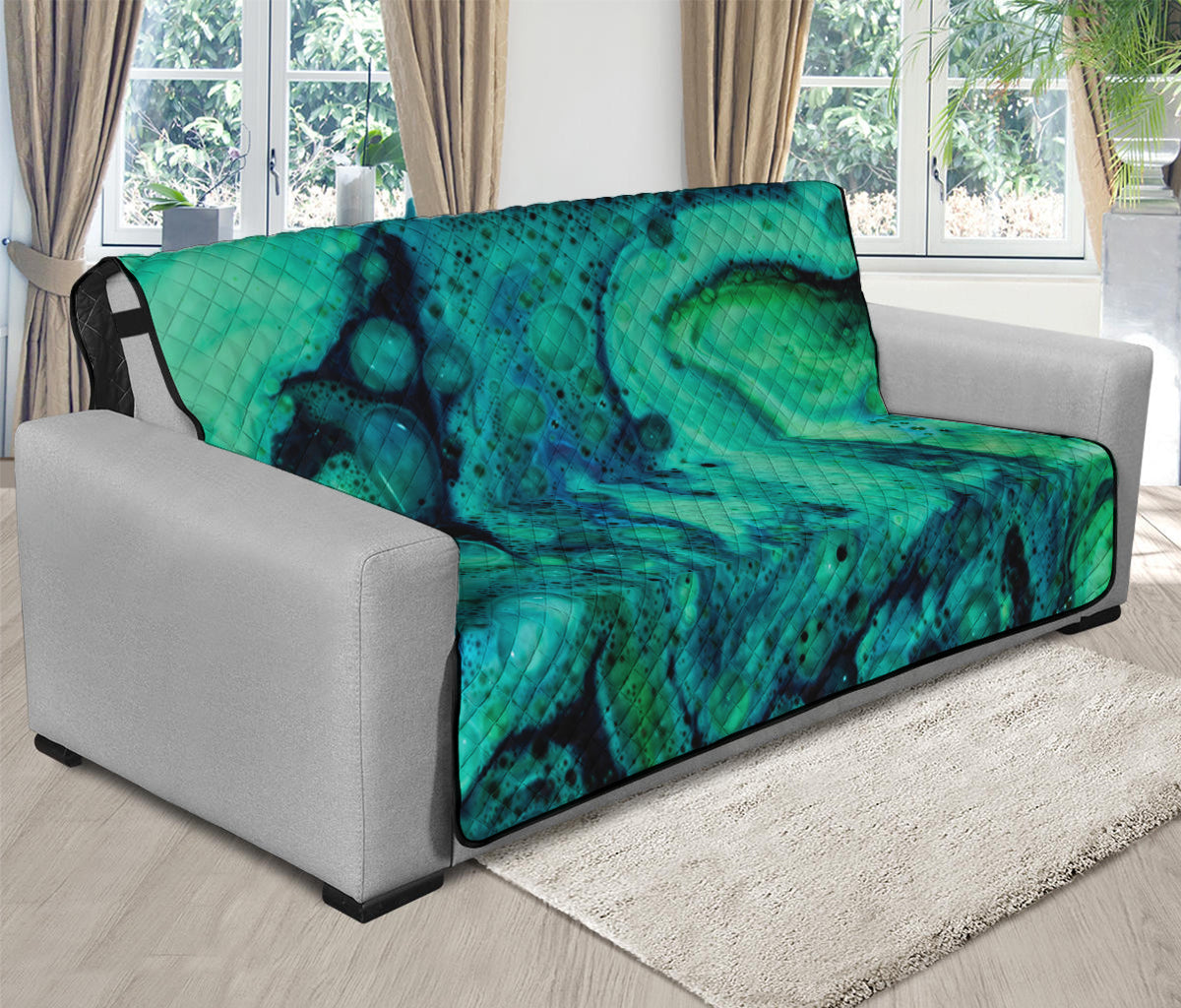 Turquoise Acid Melt Print Futon Protector