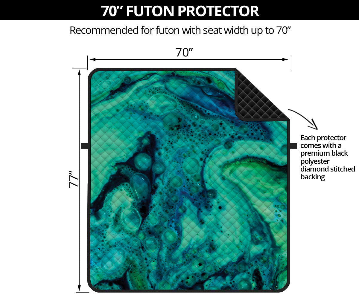 Turquoise Acid Melt Print Futon Protector