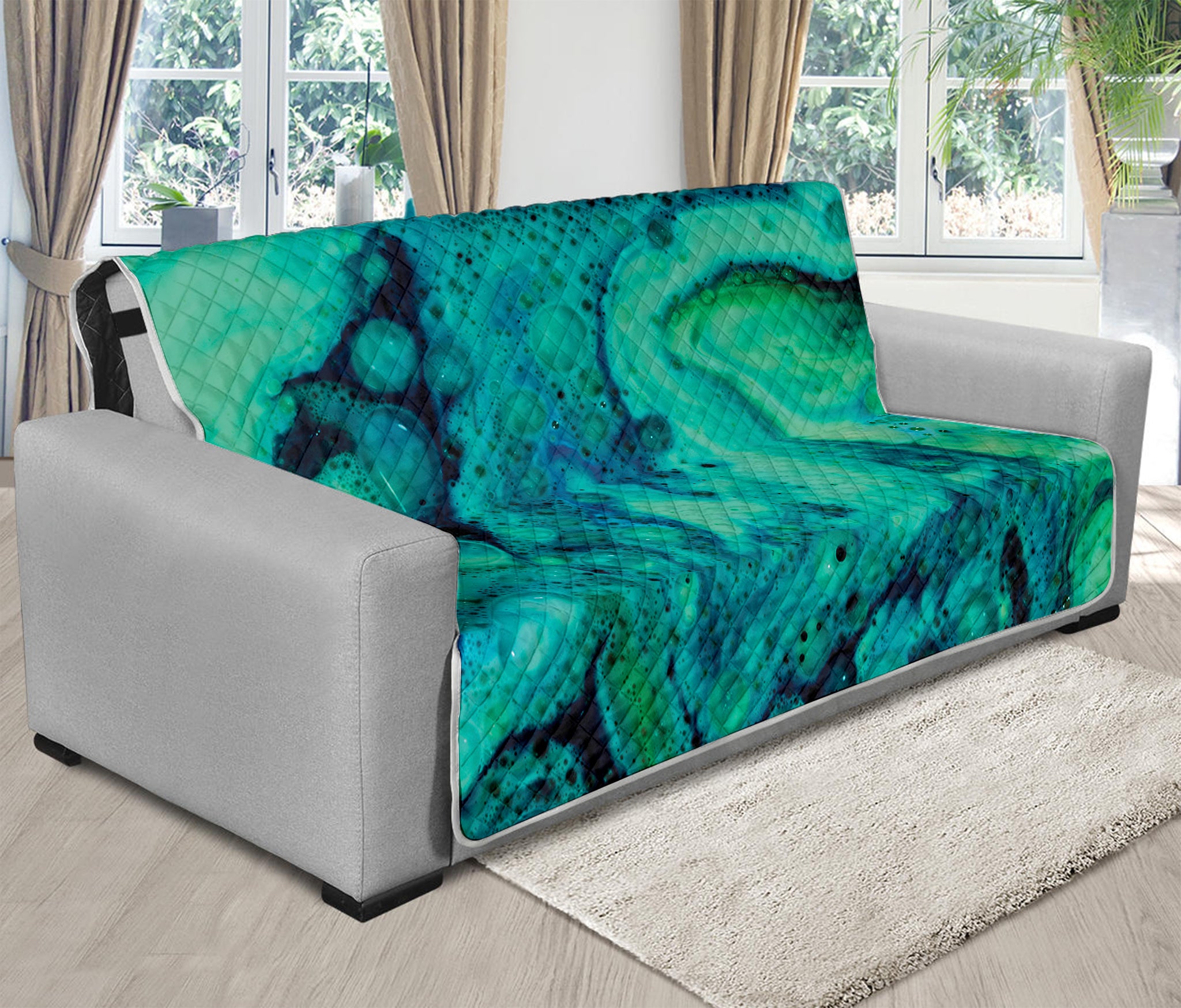 Turquoise Acid Melt Print Futon Protector