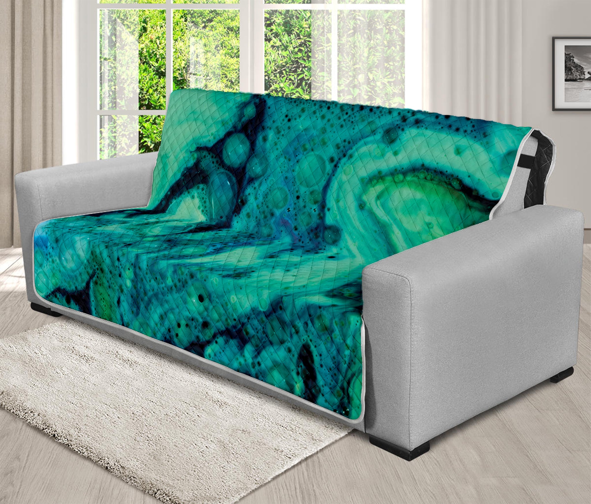 Turquoise Acid Melt Print Futon Protector