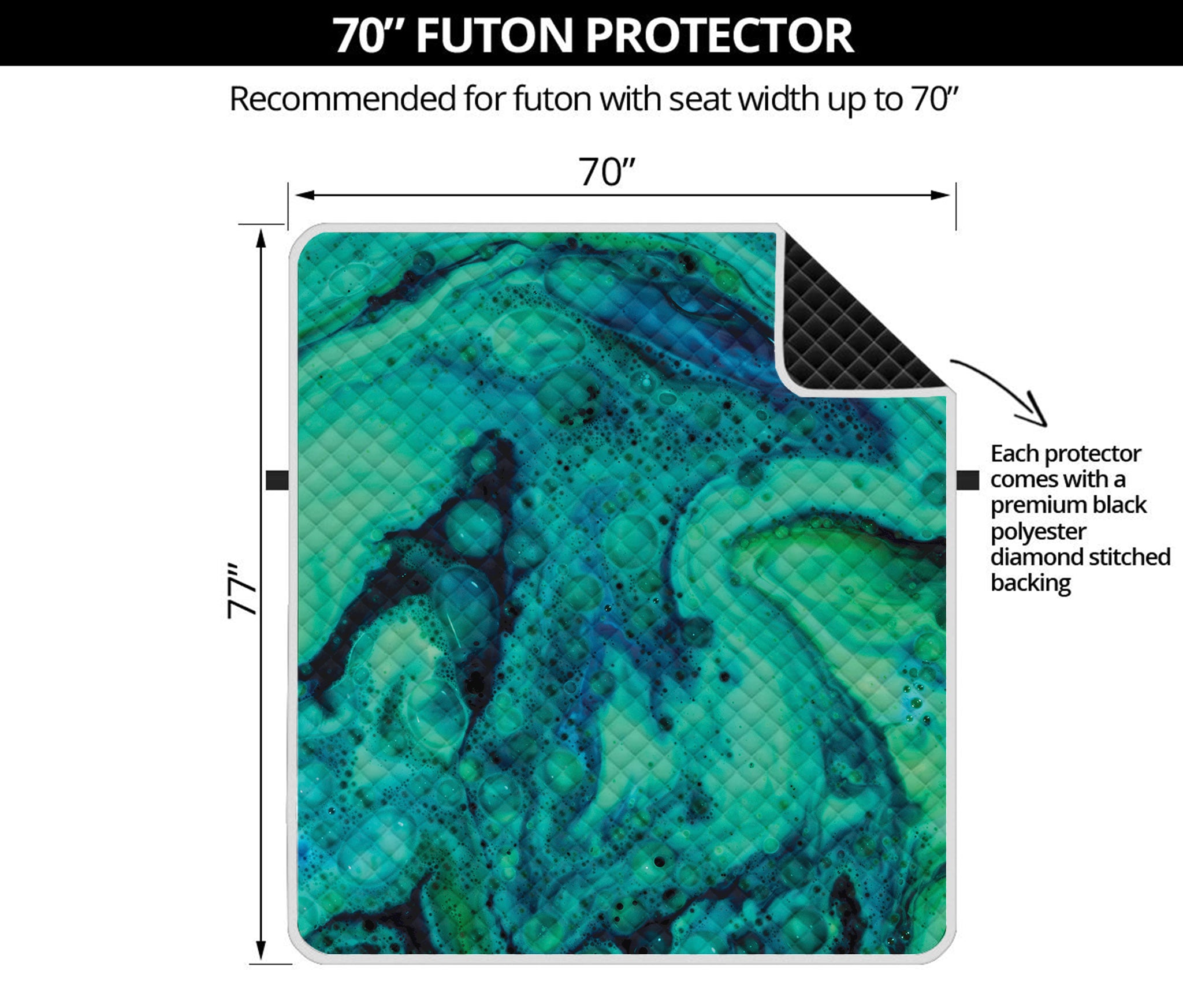 Turquoise Acid Melt Print Futon Protector