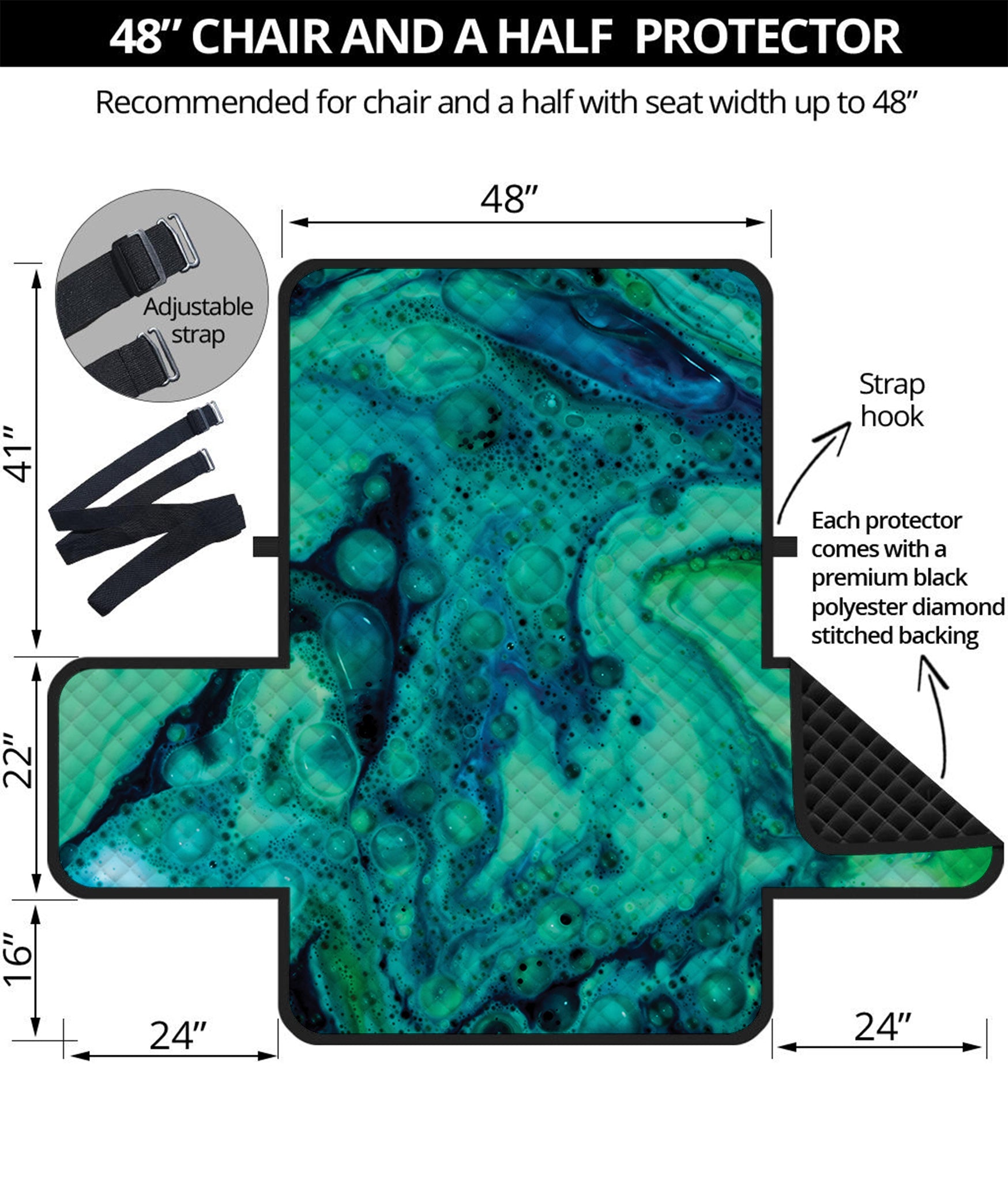 Turquoise Acid Melt Print Half Sofa Protector