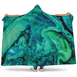 Turquoise Acid Melt Print Hooded Blanket