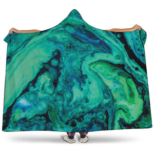 Turquoise Acid Melt Print Hooded Blanket