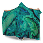 Turquoise Acid Melt Print Hooded Blanket