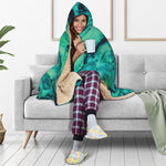 Turquoise Acid Melt Print Hooded Blanket