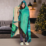 Turquoise Acid Melt Print Hooded Blanket