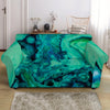 Turquoise Acid Melt Print Loveseat Slipcover