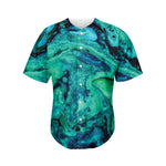 Turquoise Acid Melt Print Men's Baseball Jersey