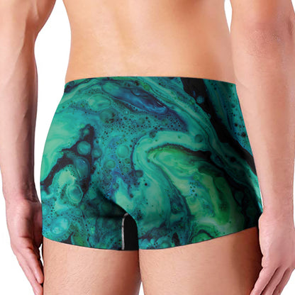 Turquoise Acid Melt Print Men's Boxer Briefs