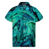 Turquoise Acid Melt Print Men's Short Sleeve Shirt