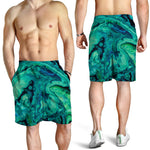 Turquoise Acid Melt Print Men's Shorts