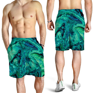 Turquoise Acid Melt Print Men's Shorts