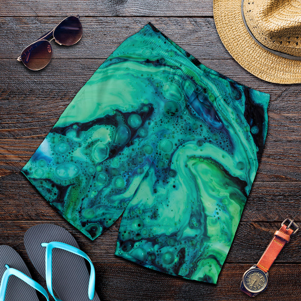 Turquoise Acid Melt Print Men's Shorts