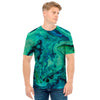 Turquoise Acid Melt Print Men's T-Shirt