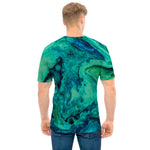 Turquoise Acid Melt Print Men's T-Shirt