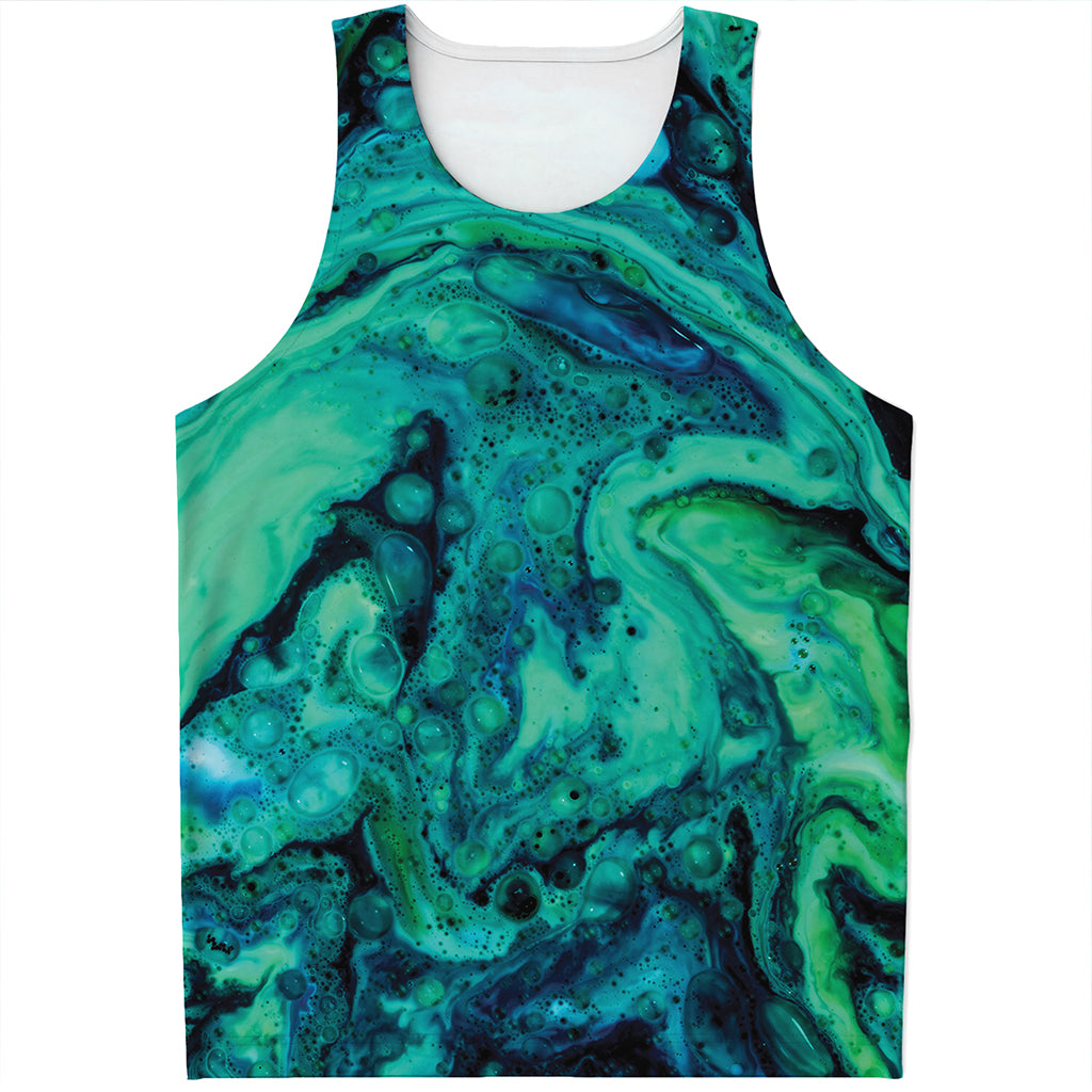 Turquoise Acid Melt Print Men's Tank Top