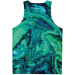 Turquoise Acid Melt Print Men's Tank Top