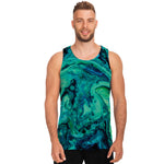 Turquoise Acid Melt Print Men's Tank Top