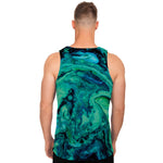 Turquoise Acid Melt Print Men's Tank Top