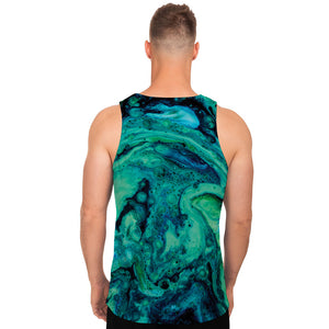 Turquoise Acid Melt Print Men's Tank Top