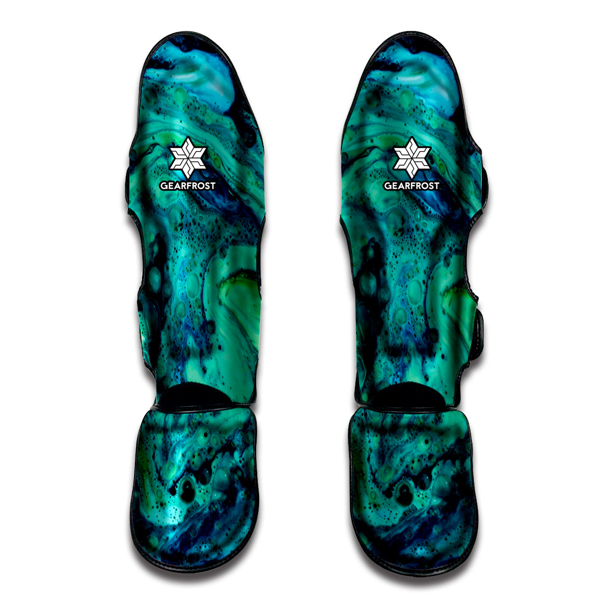 Turquoise Acid Melt Print Muay Thai Shin Guard