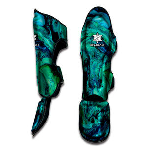 Turquoise Acid Melt Print Muay Thai Shin Guard