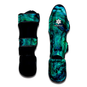 Turquoise Acid Melt Print Muay Thai Shin Guard