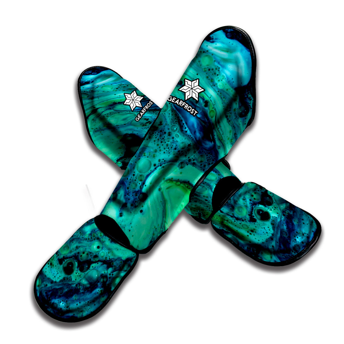 Turquoise Acid Melt Print Muay Thai Shin Guard