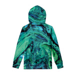 Turquoise Acid Melt Print Pullover Hoodie