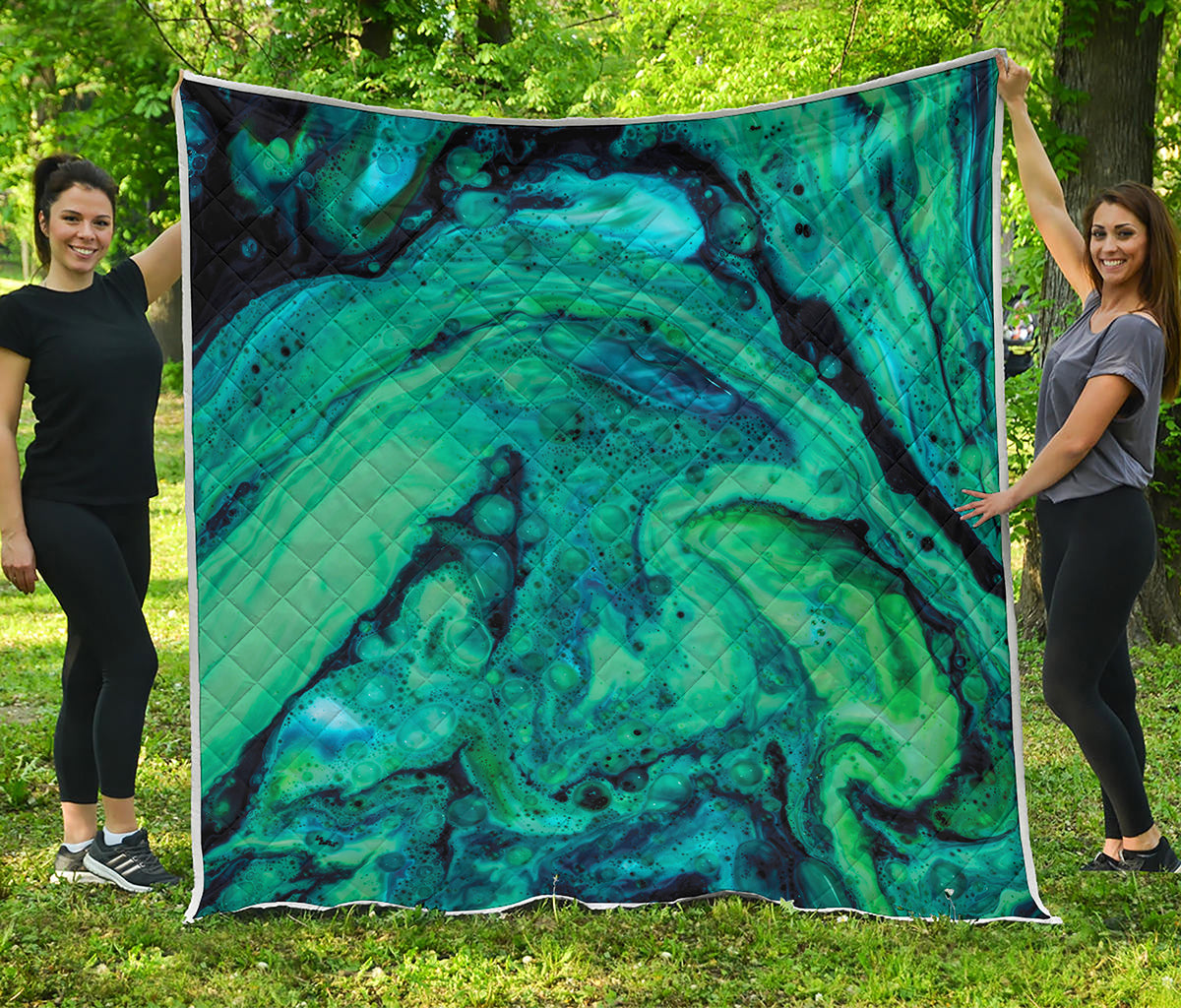 Turquoise Acid Melt Print Quilt