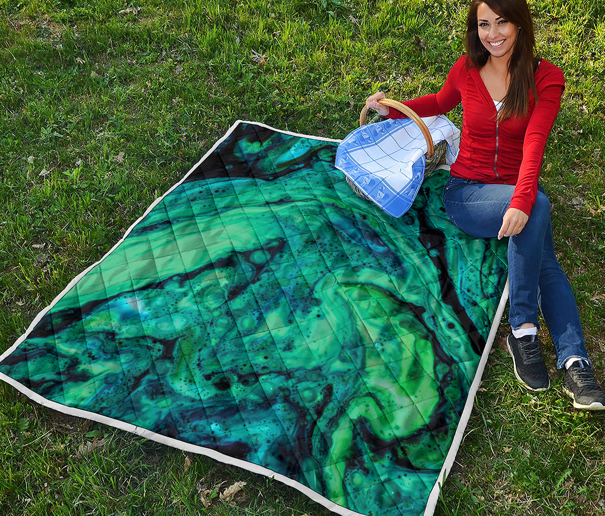 Turquoise Acid Melt Print Quilt