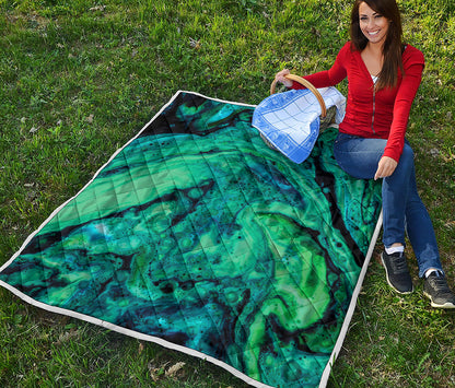 Turquoise Acid Melt Print Quilt
