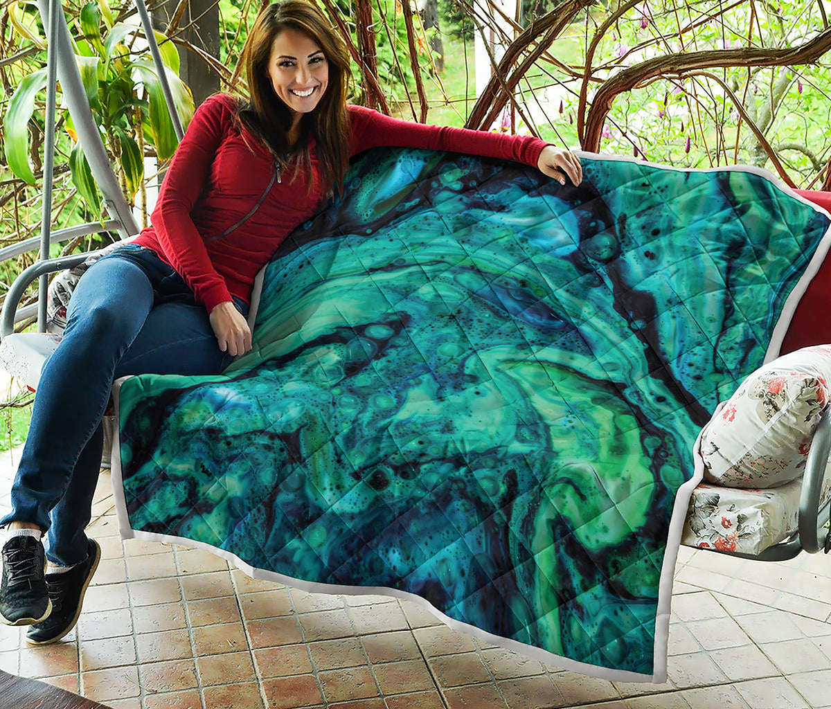 Turquoise Acid Melt Print Quilt