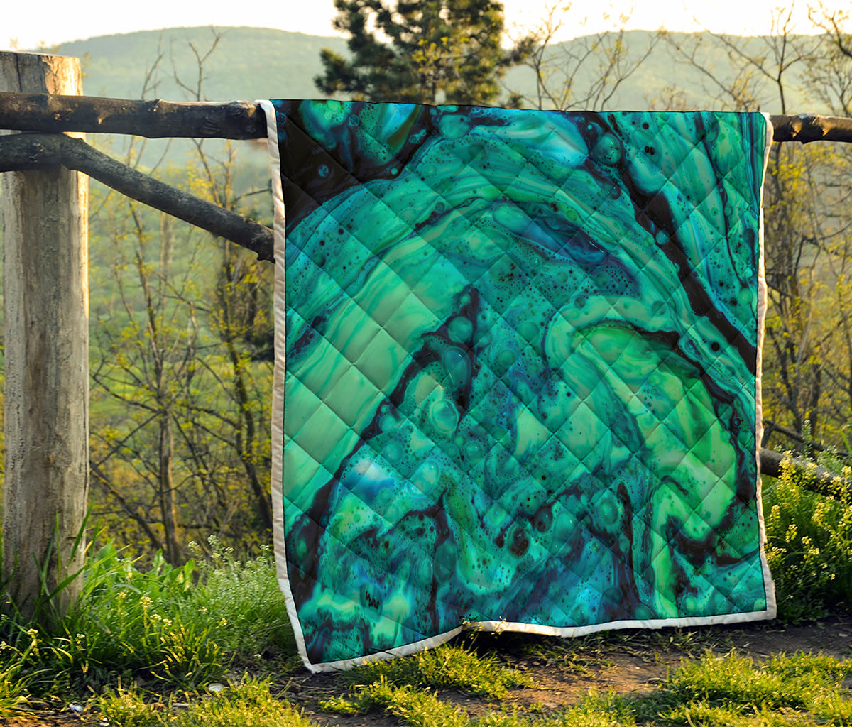 Turquoise Acid Melt Print Quilt