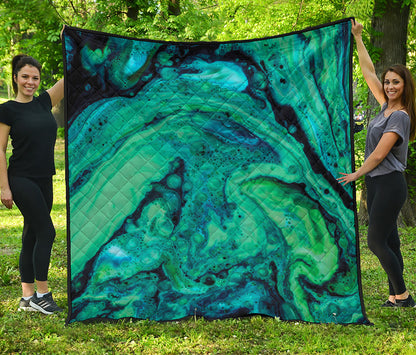Turquoise Acid Melt Print Quilt