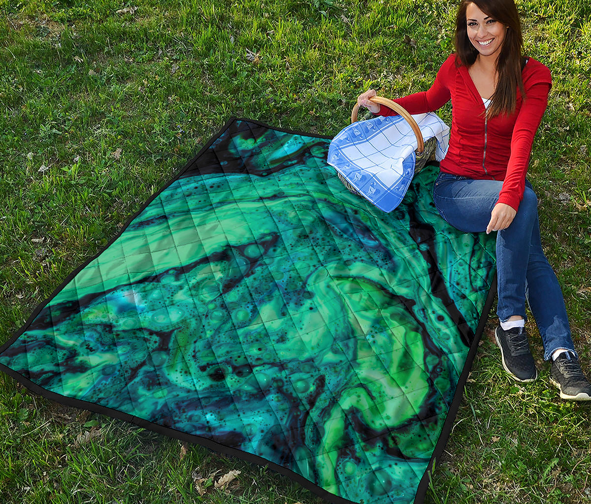 Turquoise Acid Melt Print Quilt