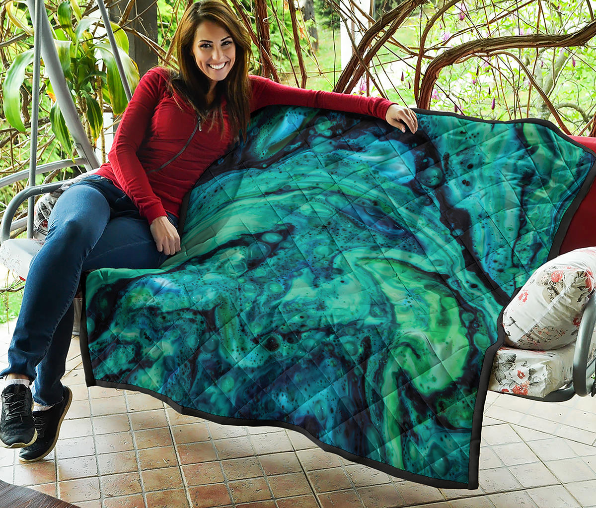 Turquoise Acid Melt Print Quilt