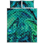 Turquoise Acid Melt Print Quilt Bed Set