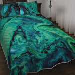 Turquoise Acid Melt Print Quilt Bed Set