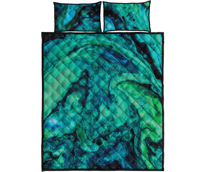 Turquoise Acid Melt Print Quilt Bed Set