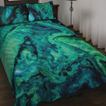 Turquoise Acid Melt Print Quilt Bed Set