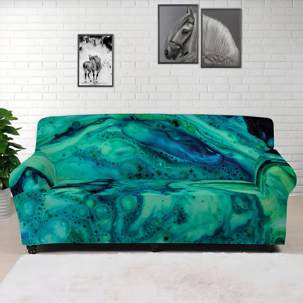 Turquoise Acid Melt Print Sofa Cover