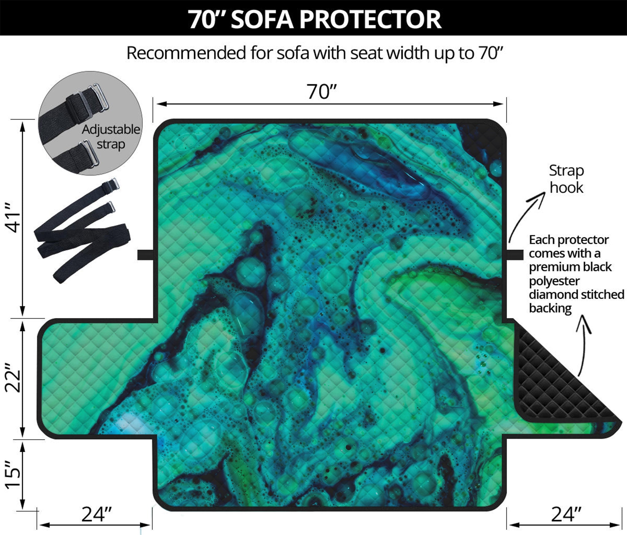 Turquoise Acid Melt Print Sofa Protector