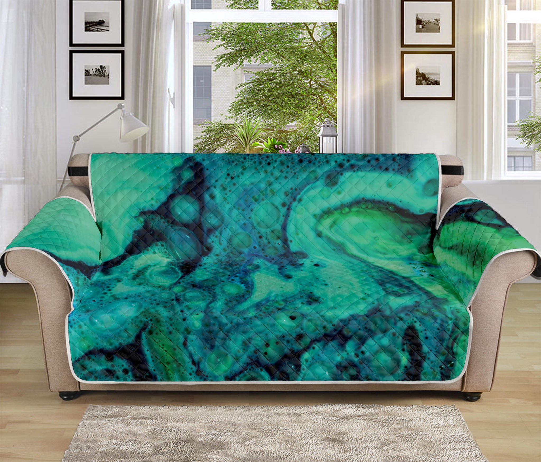 Turquoise Acid Melt Print Sofa Protector