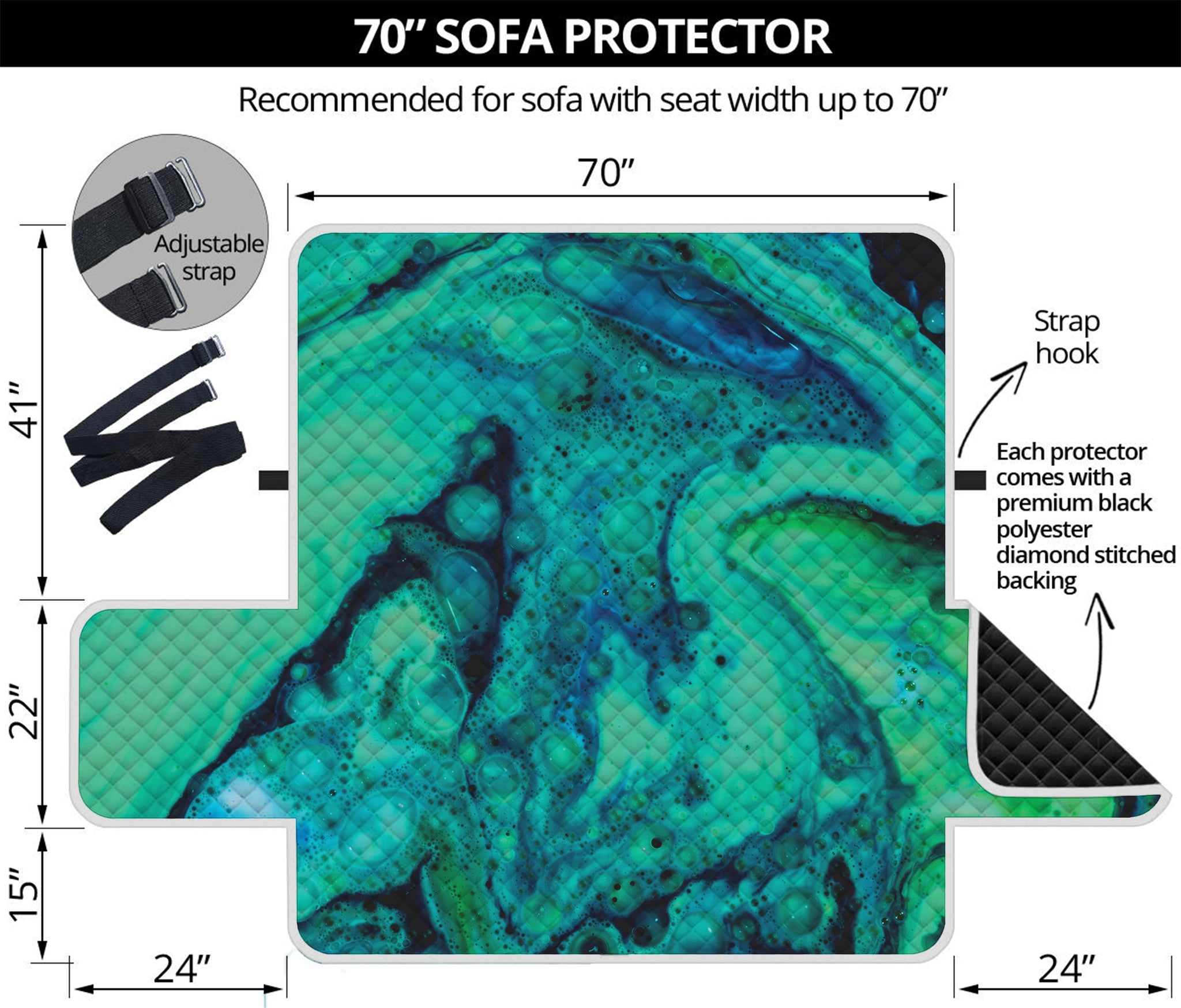 Turquoise Acid Melt Print Sofa Protector