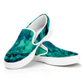 Turquoise Acid Melt Print White Slip On Sneakers
